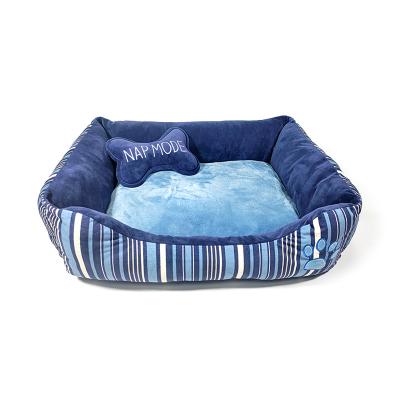 China Breathable Kennel Maker Dog Consumables Wholesale Pet Combination Toy Bone Kennel Pet Blue Stripe Customization for sale