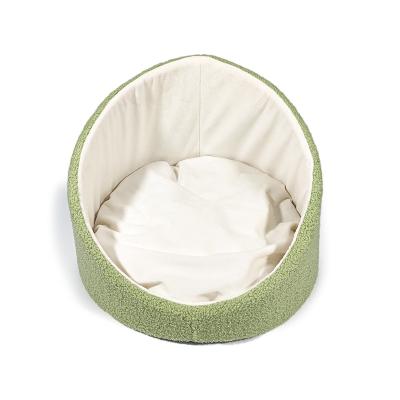 China Small Breathable Cool Green Cute Dinosaur Pet Cat Nest Semi Closed Cat Cave Bed for sale