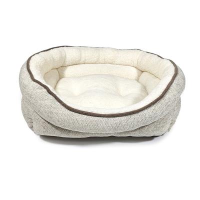 China Double Color Pet Viable Canvas Nest Oval Comfortable Cat Bed Customized for sale