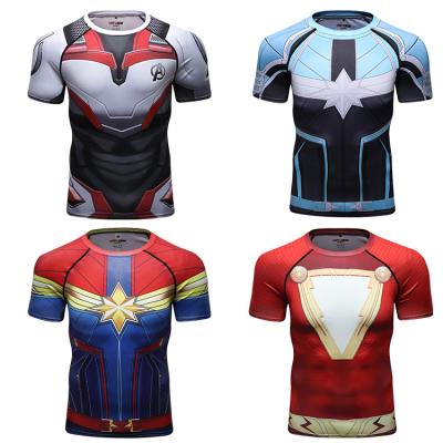 China Custom Print Anti-Pilling Custom Print Men's Sports Character Hero T-Shirts Quick Dry T-shirt Custom Marvel T-shirt for sale