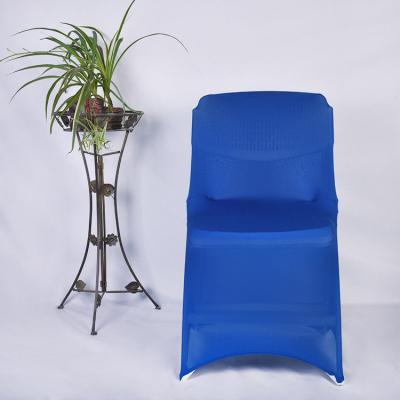 China Custom Made Color Navy Blue Spandex Folding Wedding Chair Covers for sale