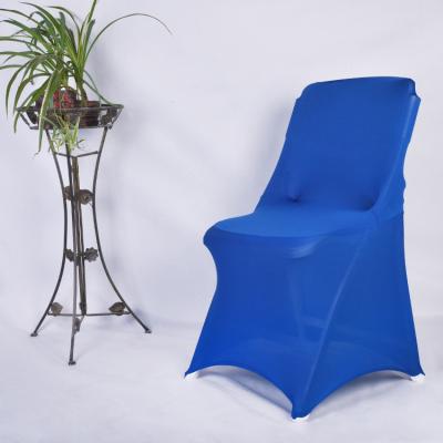 China Custom Made Color Navy Blue Spandex Folding Chair Covers Wedding Ribbon Banquet Chair Covers for sale