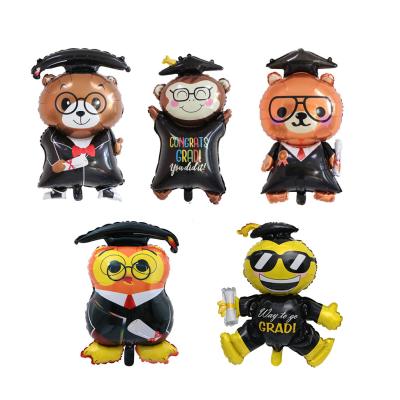 China Doctor Bear Owl Animal Balloons Globos Helium Grads Foil Factory Graduation Party Decoration BLN Cartoon Graduation Foil Balloons for sale