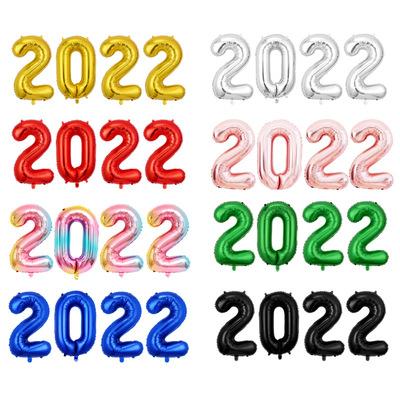 China Party Decoration BLN 16 Inch 2022 Numbers Foil Balloons Set Factory Digital Air Helium Balloon Happy New Year Decoration Globos for sale