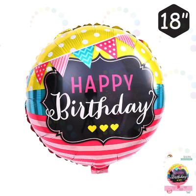 China 18 Inch Factory Birthday Party Decoration BLN Happy Birthday Helium Balloons Round Foil Balloons With Card for sale