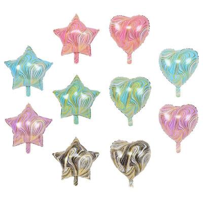 China 18 Inch Helium Foil Balloon Factory Support OEM Star Shape Marble Heart Air Globos Party Decoration BLN for sale