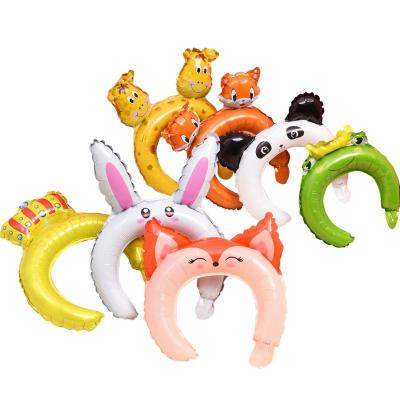 China Cute Cartoon Mylar Toy Balloon Gift Toy BLN Headband Foil Balloon Globos Hair Animal Inflatable Band for sale