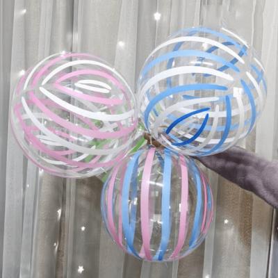 China Party Decoration BLN New 18 Inch Striped Bobo Balloon Transparent Birthday Wedding Party Decoration Round Bobo Globos for sale