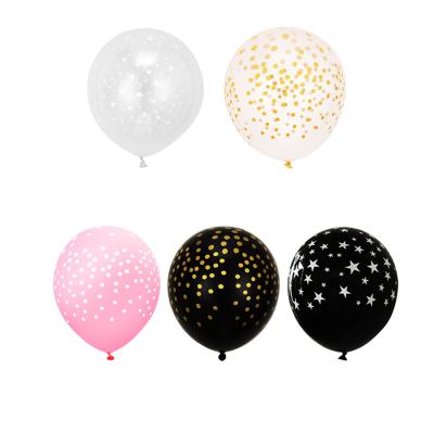 China Bobo Balloon With Foam Wholesale 12 Inch Balloon 2.8g Colorful Polka Dot Five-pointed Star Printed Latex Balloons For Birthday Party New Year Party Decoration for sale