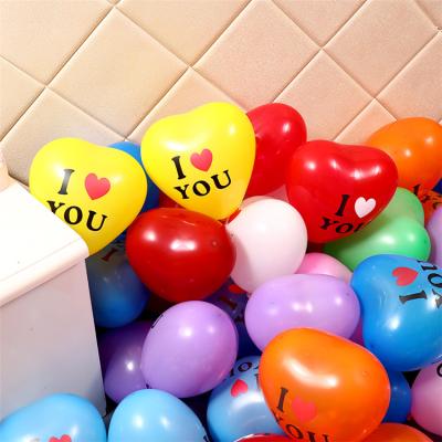 China Gift Toy Printed heart shape latex balloon I love you for valentines wedding party decoration new pattern Custom Print Heart latex balloon for sale