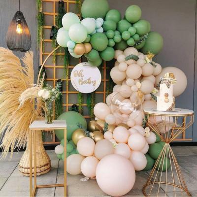 China The Gift Toy Difference Sage Green Balloon Garland Kit Retro Olive Green, peach white and gold latex balloons arch Kit For Wedding Birthday for sale