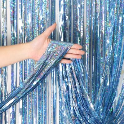 China Beautiful Colorful BLN 1x2m Tinsel Birthday Foil Fringe Curtain Backdrop Laser Light Party Curtain for sale