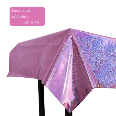 China Reusable BLN Decoration PET Laser Color Tablecloth Party Decor Gift Wrap Laser Hologram Celebration Party Decoration for sale