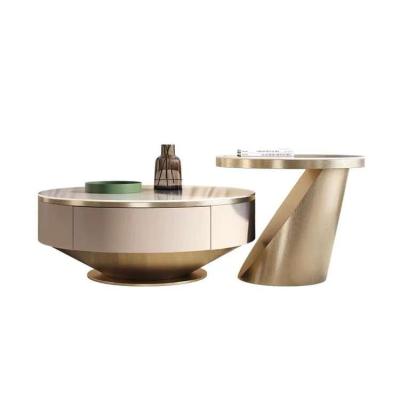 China Modern furniture high quality luxury modern style living room coffee table stainless steel marble top coffee table for sale