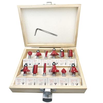 China Drilling Holes 12 Piece Router Bit Set Trimming Machine Engraving Machine 1/4 Handle 8 Cemented Carbide Cutter for sale