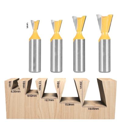 China Carbide Shank Router Bit Dovetail Cutter 12.7 Set of 5 Pieces V-flute Engraving Slotting Cutter and Grooving Cutter for sale