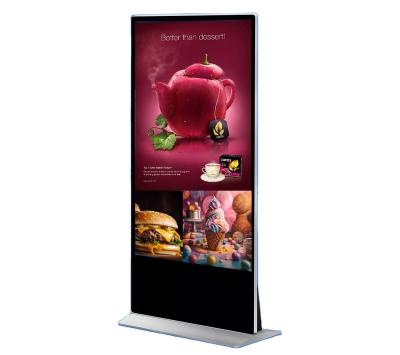 China Indoor 75 Inch Split Screen Vertical Touch Function Buildings Floor Standing Digital Signage LCD Advertising Display for sale