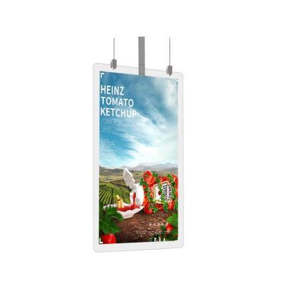 China Buildings Retail Store Window Hanging 65 Inch Transparent Double Sided Advertising Screens LCD Advertising Display Digital Monitor Signage for sale