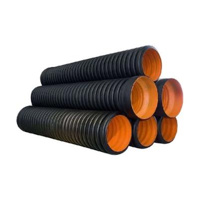 China Durable 200mm 400mm HDPE PE Double Wall Black Spiral Corrugated Pipe for sale