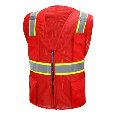 China Bold Multi pocket safety reflective vest, outdoor work warning vest, luminous work clothes at night for sale