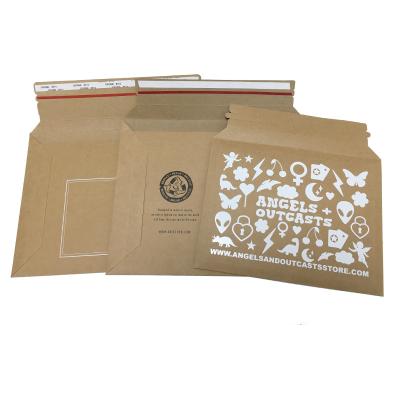 China Eco-friendly Custom Design A5 A4 A3 Rigid Cardboard Packaging Envelopes Paper Stay Flat Mailers for sale