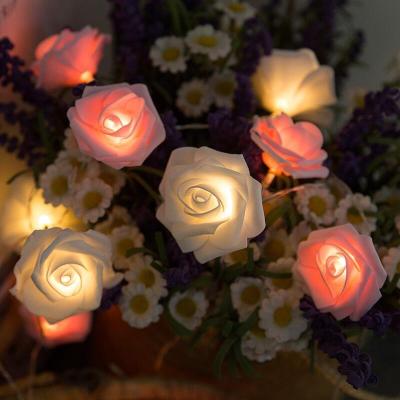 China Solar string lights wholesale LED small light decorative light battery box LED rose light string simulation flower for sale