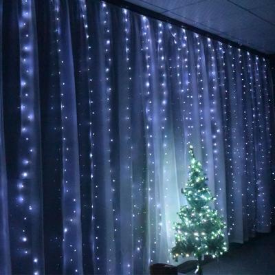 China Custom White LED Window Curtain Copper Wire Lights With USB Holiday Lighting Christmas Decoration 8 Mode For Wedding Home Decoration for sale