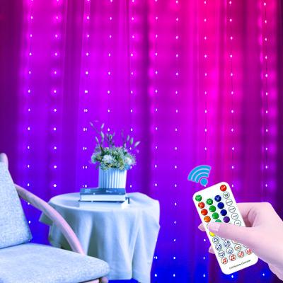 China USB Solar Magic Light Full Color Remote Control 16 Color Rubber Wire Curtain RGB String Lights Decorative String Light for sale