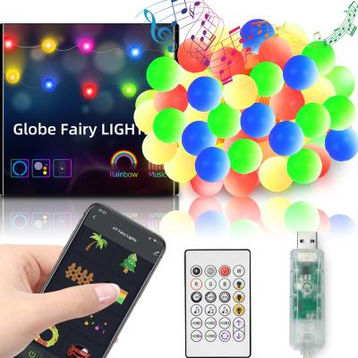 China APP 5m Magic USB Infrared Colored String Lights Leather Ball String Solar Solid Light String Dot Control Infrared Remote Control 5m for sale