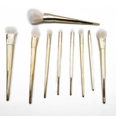 China Angular Blush Wesson Factory Most Popular Design Gold Metal Handle White Hair Makeup Set Brushes for sale