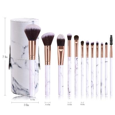 China Angular Blush White Wesson Beauty Porcelain Matte Brush Tube Plastic Handle Makeup Brush Set for sale