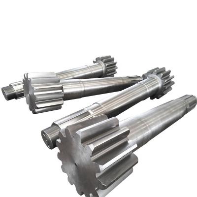 China Long Metal Hardened Excavator Big Tooth Excavator Gearbox Rotating Gear Shaft for sale