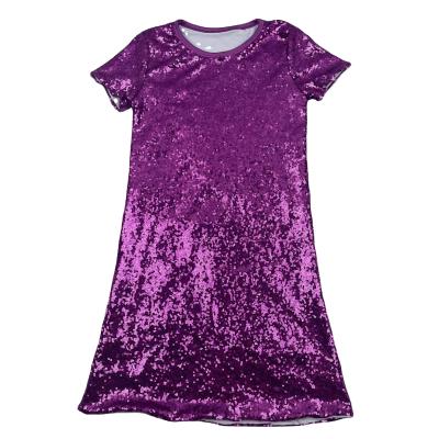 China New Arrival Fashion Washable Girls Dresses Sequin Fabric Autumn T-shirt Dress For Kids Casual Wear for sale