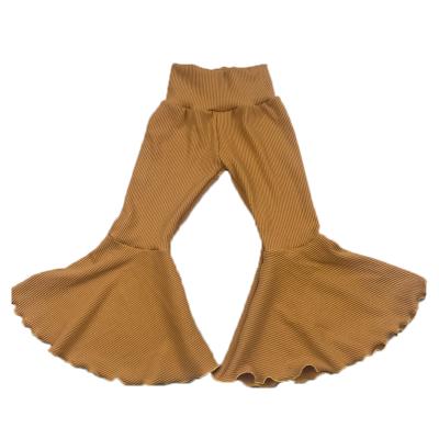 China High Quality Breathable Kids Ribbed Bell Bottom Pants High Waist Little Girls Wholesale Rocket Pants For Fall for sale