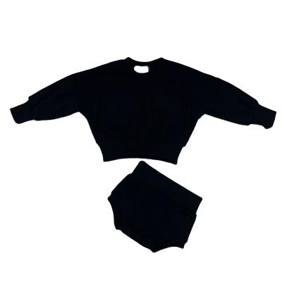 China Black Ribbed Two-Piece Set Kids Clothes Hip Hop Boutique Clothing Baby Long Sleeve Boys Outfits for sale