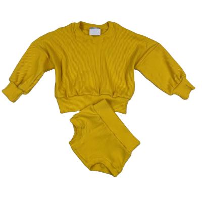 China Hip Hop ribbed new designs girl clothing wholesale hoodie custom clothing sets fall&winter for baby for sale