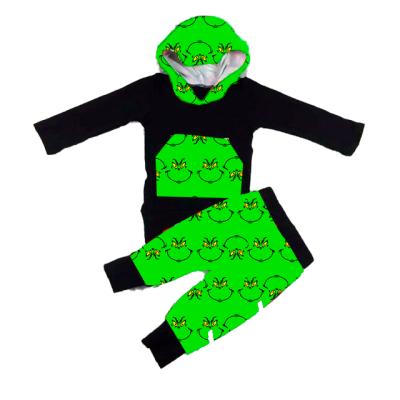 China Casual hot leopard plaid design boys milk hoodies shirt +pants 2pcs hot sale hoodies silk outfit boys clothing sets for sale