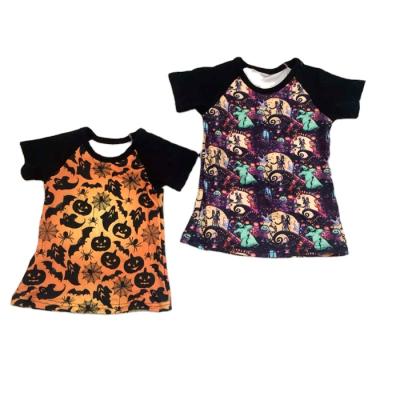 China QUICK DRY Black Pumpkin Skull Kids Short Sleeve Tops Summer Toddler Boys 3d Digital Wholesale Jack And Outlet Print Tops For Kids for sale