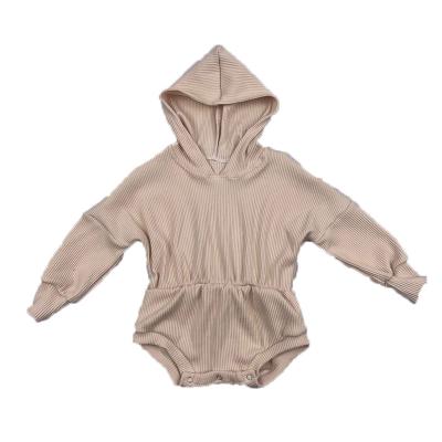 China New Autumn Casual Wholesale Kids Ribbed Hoodie Romper Boys Girls Overalls Baby Onesie Toddler Solid Clothes for sale