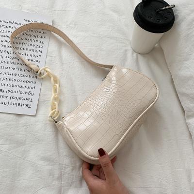 China 2021 New Tide PU Retro Milk Tea Color Armpit Portable Shoulder Bag Women for sale