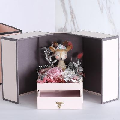 China Home Decoration/Festival/Valentine's Day/Wedding/Perfect Finishing Double Door Rose Color Soap Flower Gift Box 2022 Preserved Flower Gifts For Valentines Day Valentines Day birthday for sale