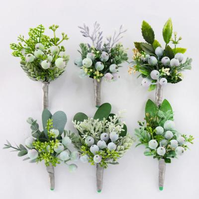 China Home Decoration/Festival/Valentine/Bridal 2021 Wrist Flowers Set Berry Green Grass Plants Wedding Newcomer Corsage/Finishing For Wedding for sale