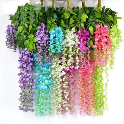 China Home Decoration/Festival/Valentine's Day/Wedding/Finishing Package 110cm Long Simulation Wisteria Flower Bean Flowers String Wedding Arch Hanging Flower Vine for sale