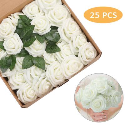 China Wholesale 8cm High Quality PE Bulk Flowers Wedding Party Foam Roses Artificial Flowers For Decoration Wedding for sale