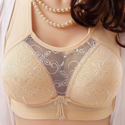 China Plus Size Women Breathable Bra Lace Mesh Lingerie Embroidery Floral Thin Unlined Cup Underwear Lingerie Lift Up Bras For Women G Cup E-F for sale