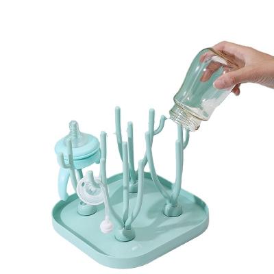 China Hot Sale BPA Free Portable Baby Bottle Drying Rack BPA Free Easy Cleaning PP Plastic Baby Milk Bottle Drying Rack for sale