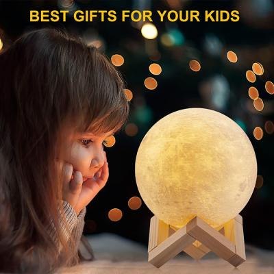 China Rechargeable Portable 3D Moon Lamp 3D Print Moonlight LED Night Table Desk Lamp for sale