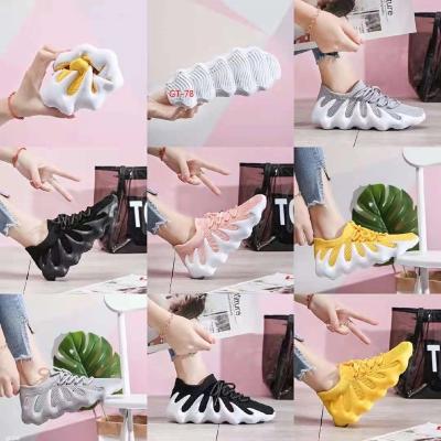 China Casual Rubber Material Multi Color Ladies Women Sports Shoes Trendy Yellow Sneakers for sale