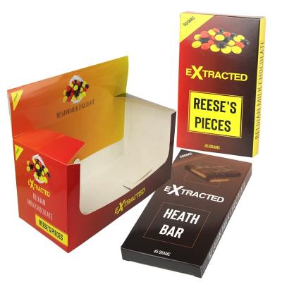 China Recycled Materials Custom Tobacco Cigar Wraps Display Boxes Cardboard Tear Off Chocolate Protein Bar Display Packaging Box for sale