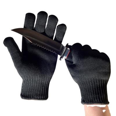 China Black 5 Level Stainless Steel Kitchen Working Gloves Wire Mesh Metal Glove Anti-Cut Safe Anti-Slip Protective Gloves for sale